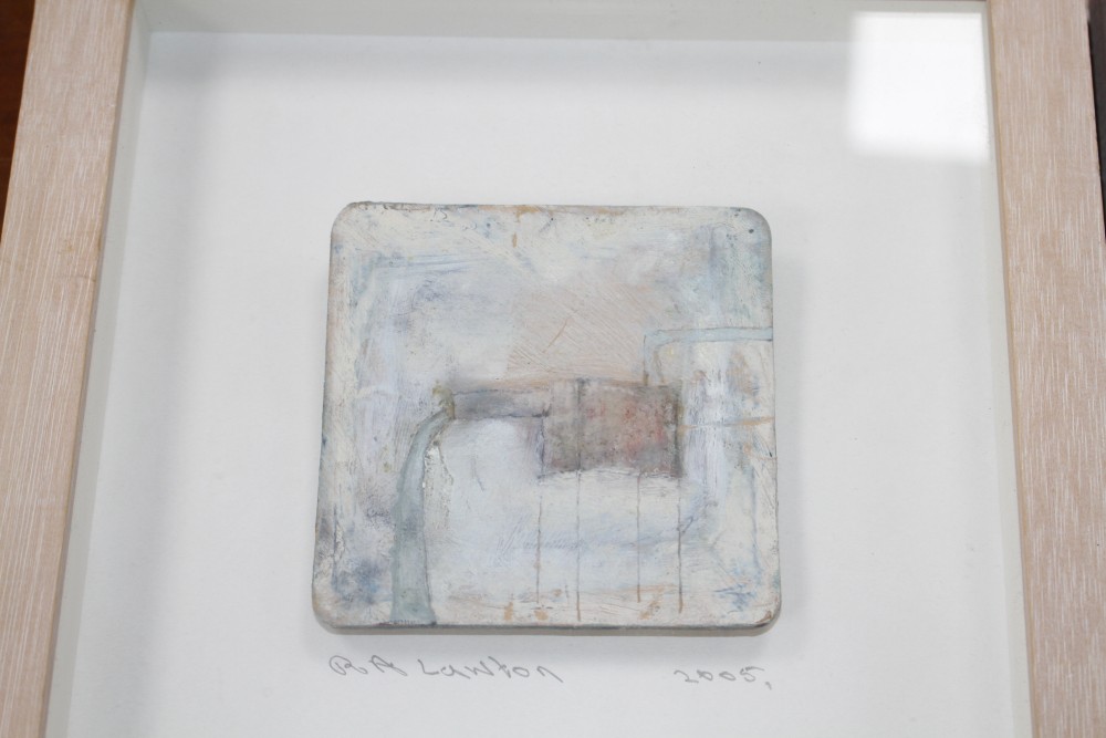Richard Lawton (b.1969), two oils on board, Overflow and Cattleboat, signed and dated 2005, 9 x 9cm, with Christies Irish sale May